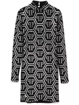 Philipp Plein платье мини с монограммой, черный