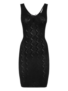 Philipp Plein платье мини с монограммой, черный