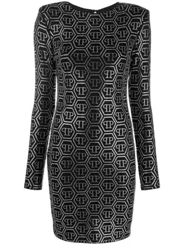 Philipp Plein платье мини с пайетками, черный