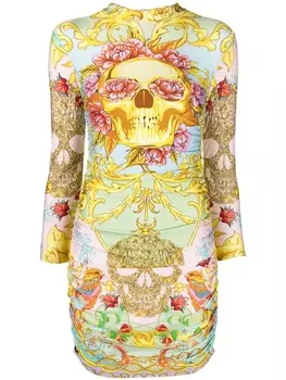 Philipp Plein платье мини с принтом Baroque, зеленый