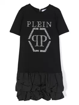 Philipp Plein платье с короткими рукавами и стразами, черный