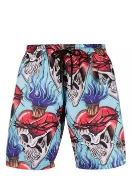 Philipp Plein плавки-шорты Love Tattoo, синий