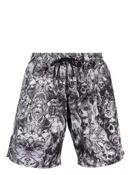 Philipp Plein плавки-шорты с графичным принтом, черный