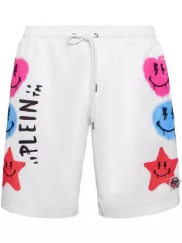 Philipp Plein плавки-шорты с графичным принтом, белый