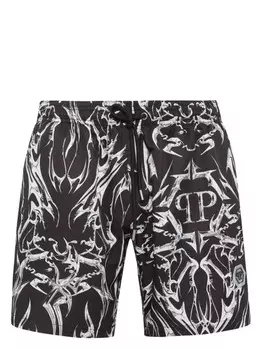 Philipp Plein плавки-шорты с логотипом, черный