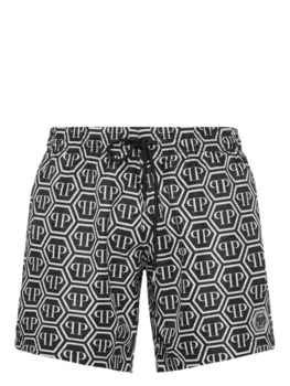 Philipp Plein плавки-шорты с монограммой, черный