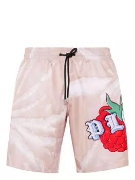 Philipp Plein плавки-шорты с принтом Tutti Frutti, серый