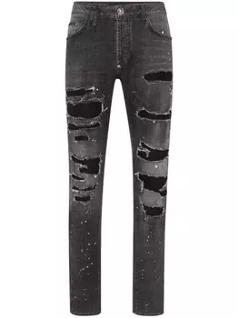 Philipp Plein прямые джинсы Leather Pocket, серый