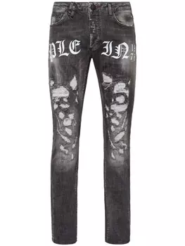 Philipp Plein прямые джинсы с логотипом, серый