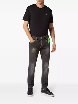 Philipp Plein прямые джинсы с принтом Skull, черный