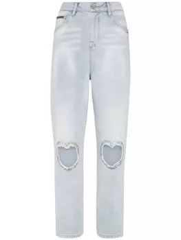 Philipp Plein прямые джинсы с вырезами, синий