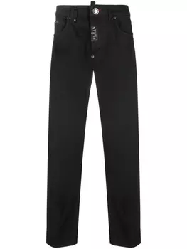 Philipp Plein прямые джинсы с заниженной талией, черный