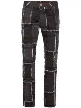 Philipp Plein прямые джинсы в технике пэчворк, серый