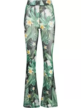 Philipp Plein расклешенные брюки с принтом Hawaii, зеленый