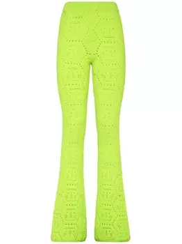Philipp Plein расклешенные брюки с узором, желтый