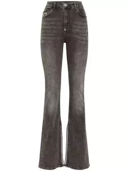 Philipp Plein расклешенные джинсы с аппликацией, серый