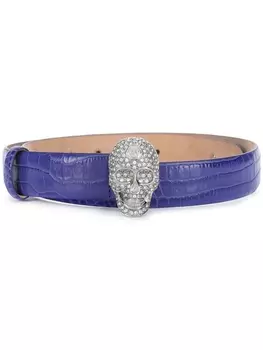Philipp Plein ремень с декором Skull и кристаллами, фиолетовый
