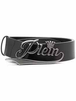 Philipp Plein ремень с логотипом на пряжке, черный