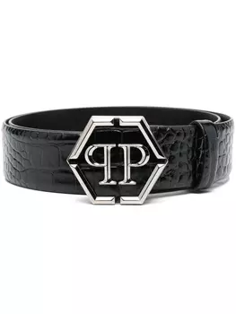 Philipp Plein ремень с пряжкой-логотипом Hexagon, черный