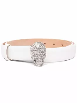 Philipp Plein ремень с пряжкой Skull, белый