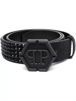 Philipp Plein ремень с тисненым логотипом, черный