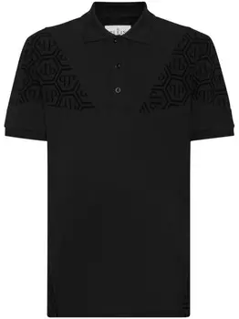 Philipp Plein рубашка поло из пике с монограммой, черный