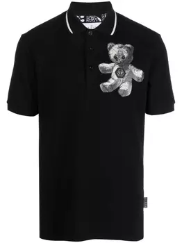 Philipp Plein рубашка поло Paisley Teddy Bear, черный