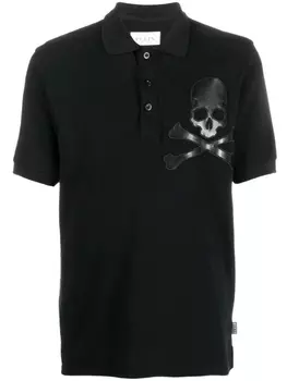 Philipp Plein рубашка поло с нашивкой Skull, черный