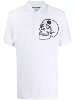 Philipp Plein рубашка поло с принтом Skull, белый