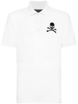 Philipp Plein рубашка поло с принтом Skull&Bones, белый