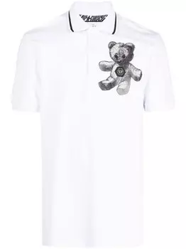 Philipp Plein рубашка поло Teddy Bear с принтом пейсли, белый