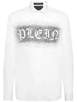 Philipp Plein рубашка с длинными рукавами и логотипом, белый