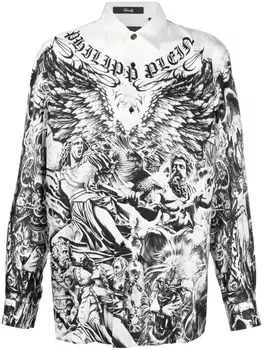 Philipp Plein рубашка с графичным принтом, белый
