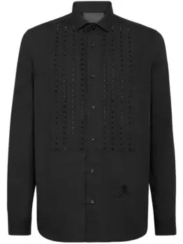 Philipp Plein рубашка с кристаллами, черный