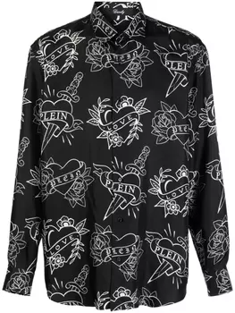 Philipp Plein рубашка с логотипом, черный