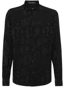 Philipp Plein рубашка с принтом Gothic Plein, черный