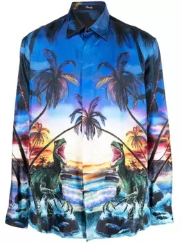 Philipp Plein рубашка с принтом Hawaii, синий