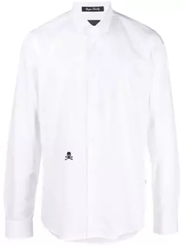 Philipp Plein рубашка с вышивкой Skull, белый