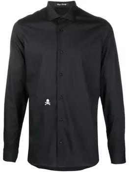 Philipp Plein рубашка с вышивкой Skull, черный
