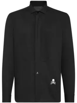 Philipp Plein рубашка с вышивкой Skull, черный