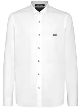 Philipp Plein рубашка Skull&Bones с длинными рукавами, белый