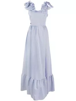 Philipp Plein ruffle detail maxi dress, синий