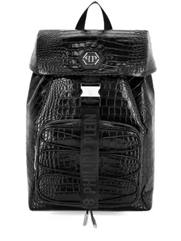 Philipp Plein рюкзак с тиснением под кожу крокодила, черный