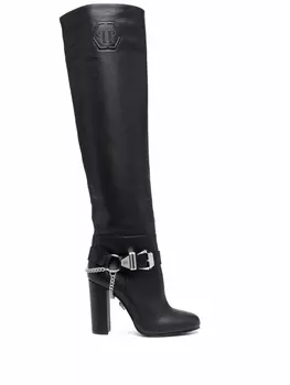Philipp Plein сапоги с пряжками, черный