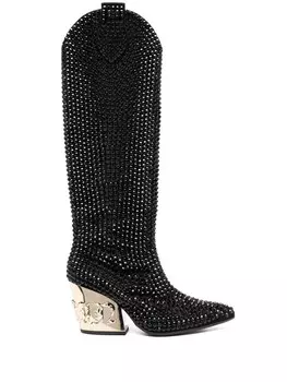 Philipp Plein сапоги Strass CowBoy, черный