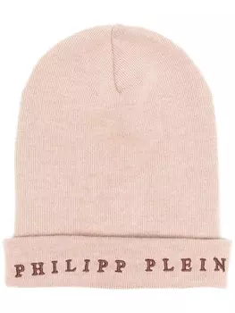 Philipp Plein шапка бини с вышитым логотипом, нейтральный цвет