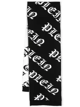 Philipp Plein шарф Gothic Plein вязки интарсия, черный