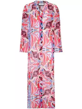 Philipp Plein шелковый кафтан с принтом, розовый