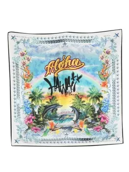 Philipp Plein шелковый платок с принтом Hawaii, белый