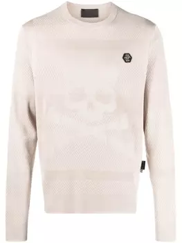 Philipp Plein шелковый пуловер Skull Bones, нейтральный цвет